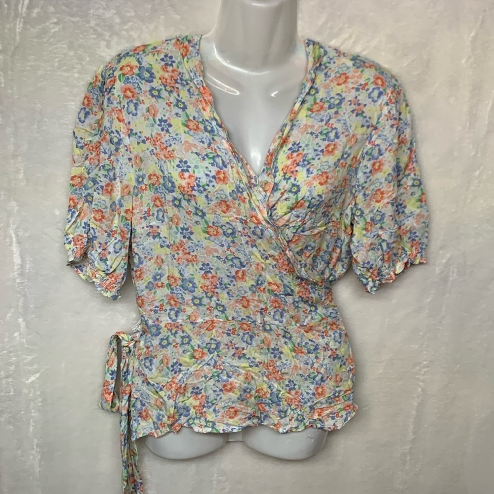 Old Navy Floral Wrap Blouse
